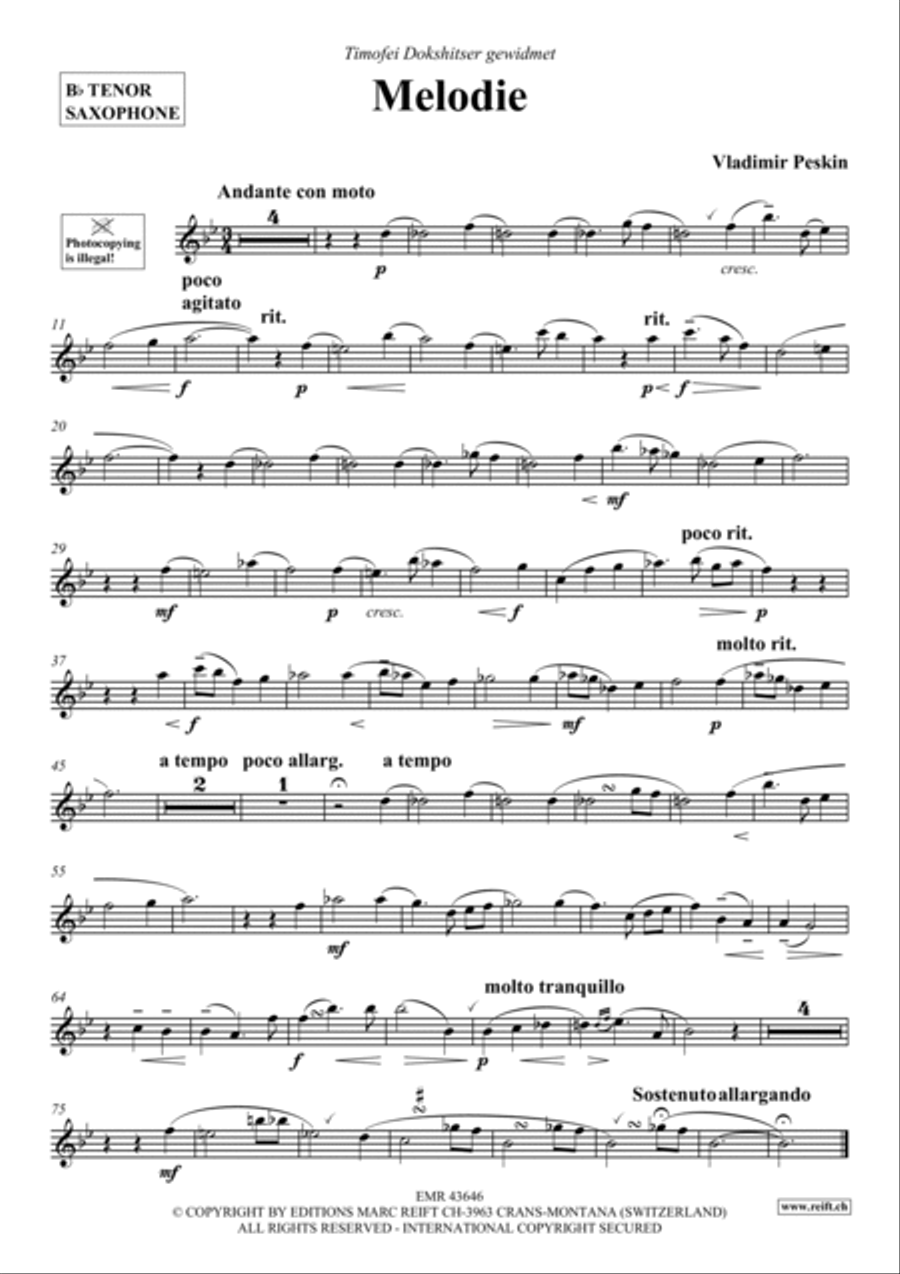 Melodie Melodie Tenor Saxophone scores gallery preview page 2