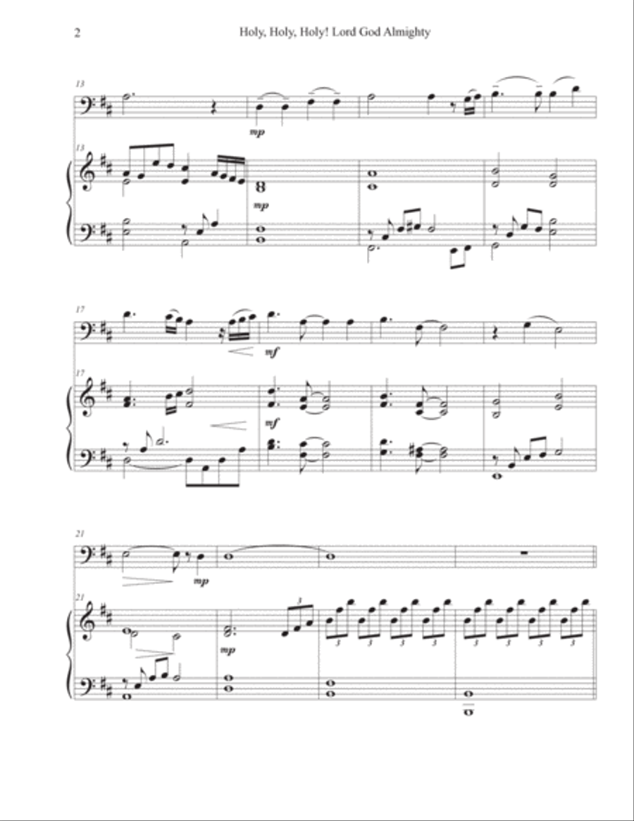 Holy, Holy, Holy! Lord God Almighty (Cello-Piano) Piano scores gallery preview page 2