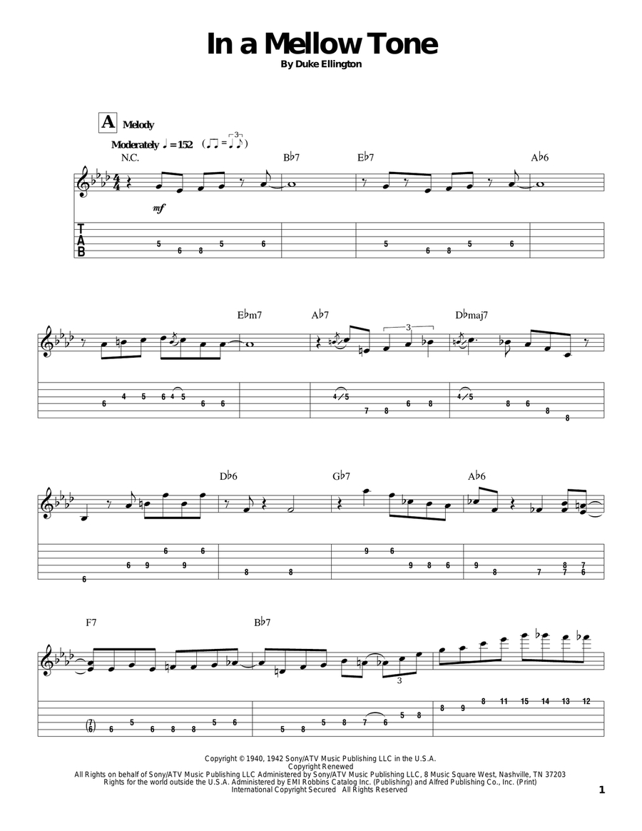 In A Mellow Tone In A Mellow Tone Electric Guitar scores gallery preview page 1