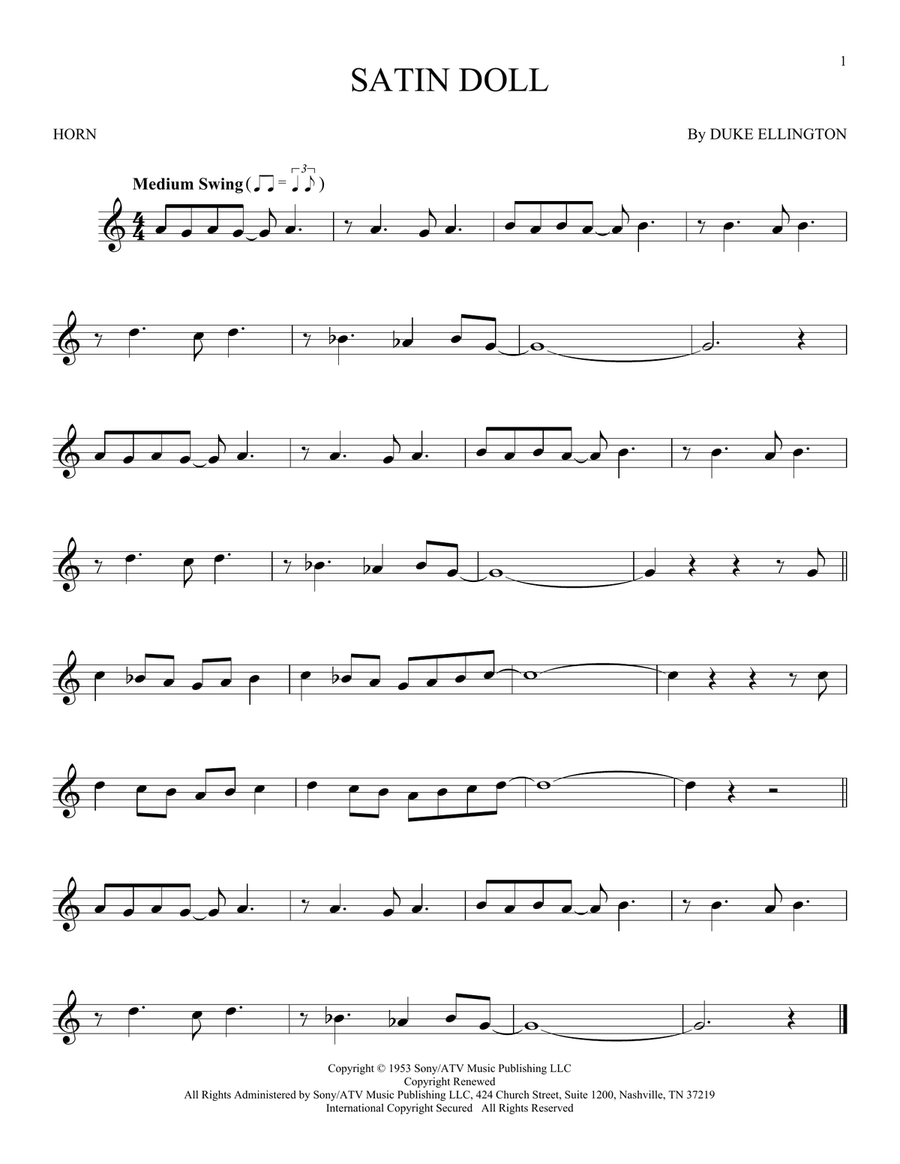Satin Doll Satin Doll Horn Solo scores gallery preview page 1