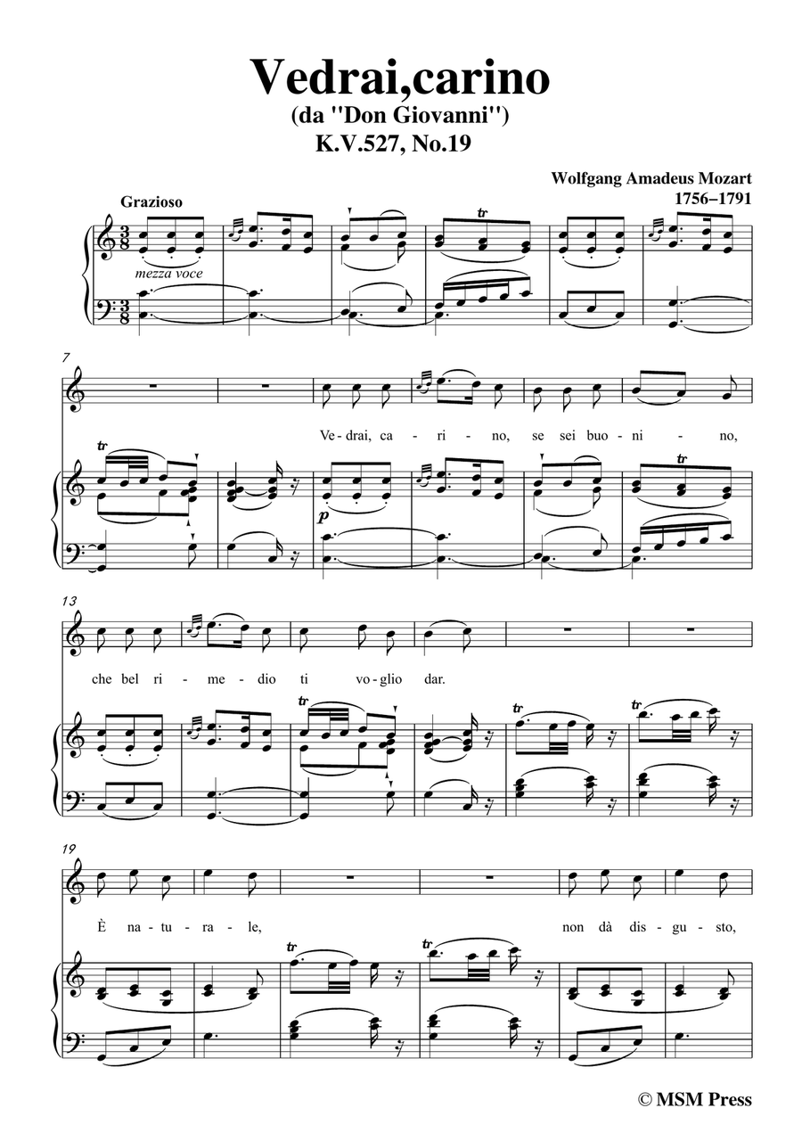 Mozart-Vedrai,carino,in C Major,for Voice and Piano Piano, Vocal scores gallery preview page 3