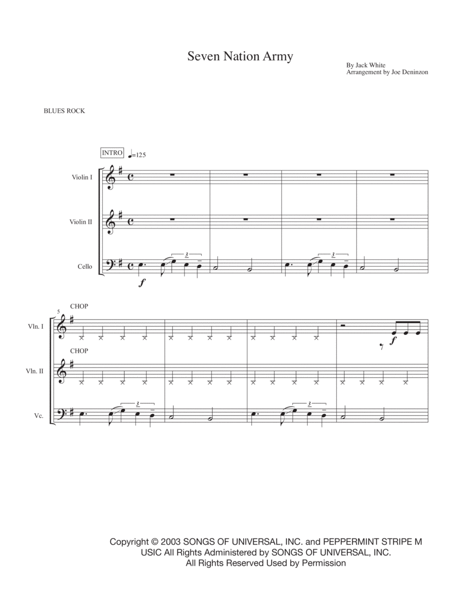 Seven Nation Army String Trio scores gallery preview page 1