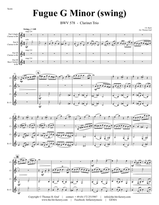 Fugue G Minor - (the 'little') - BWV 578 - Swing - Clarinet Trio