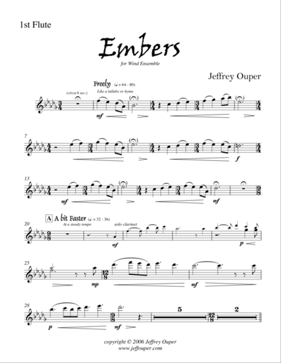 Embers (for Wind Ensemble) Concert Band scores gallery preview page 1