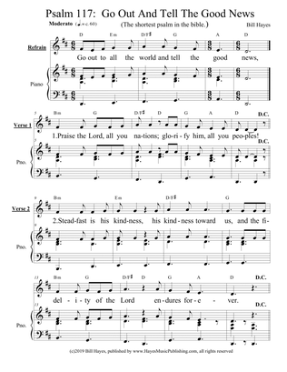 Psalm 117: Go Out And Tell The Good News - piano/vocal