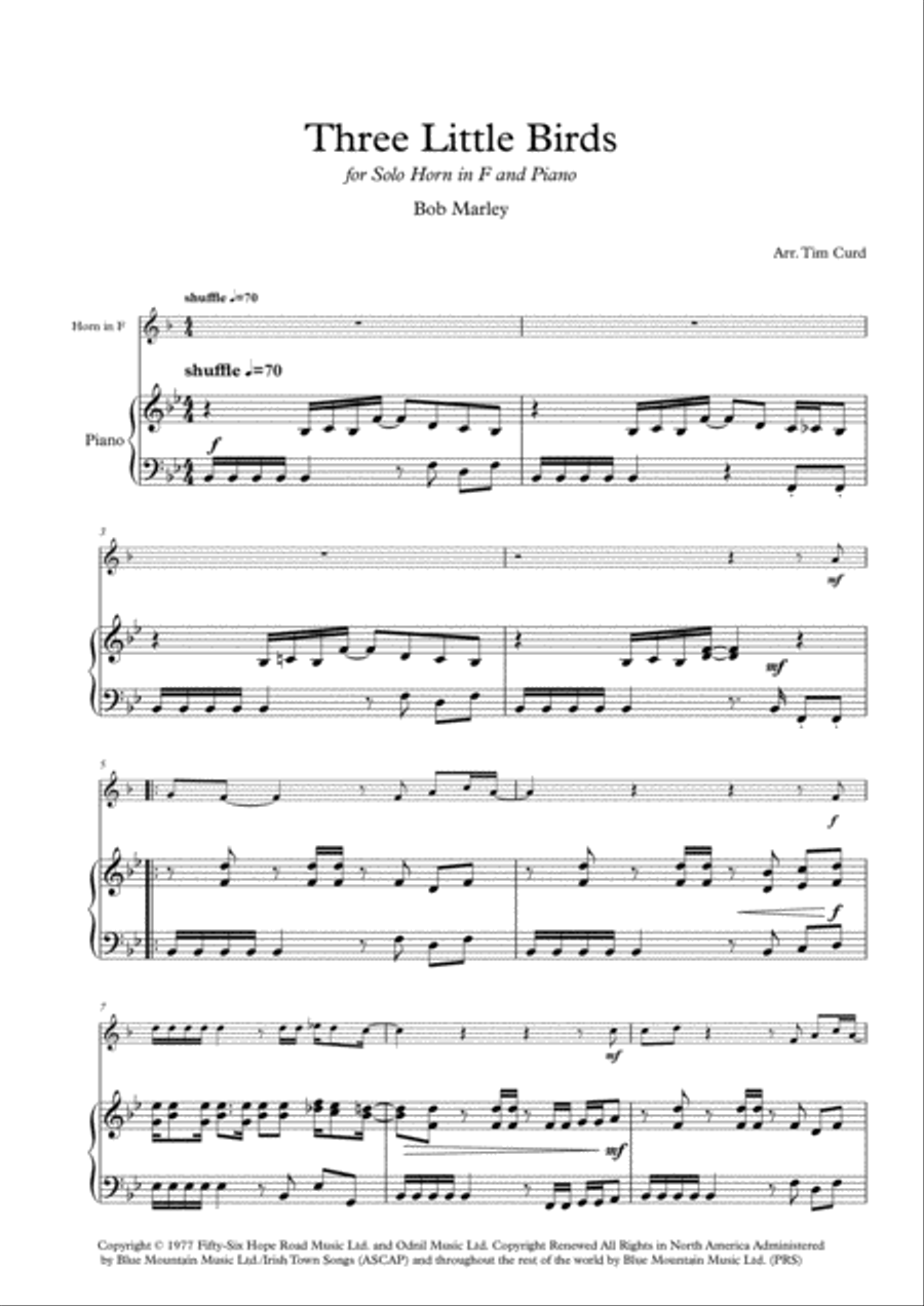 Three Little Birds Three Little Birds Horn scores gallery preview page 2
