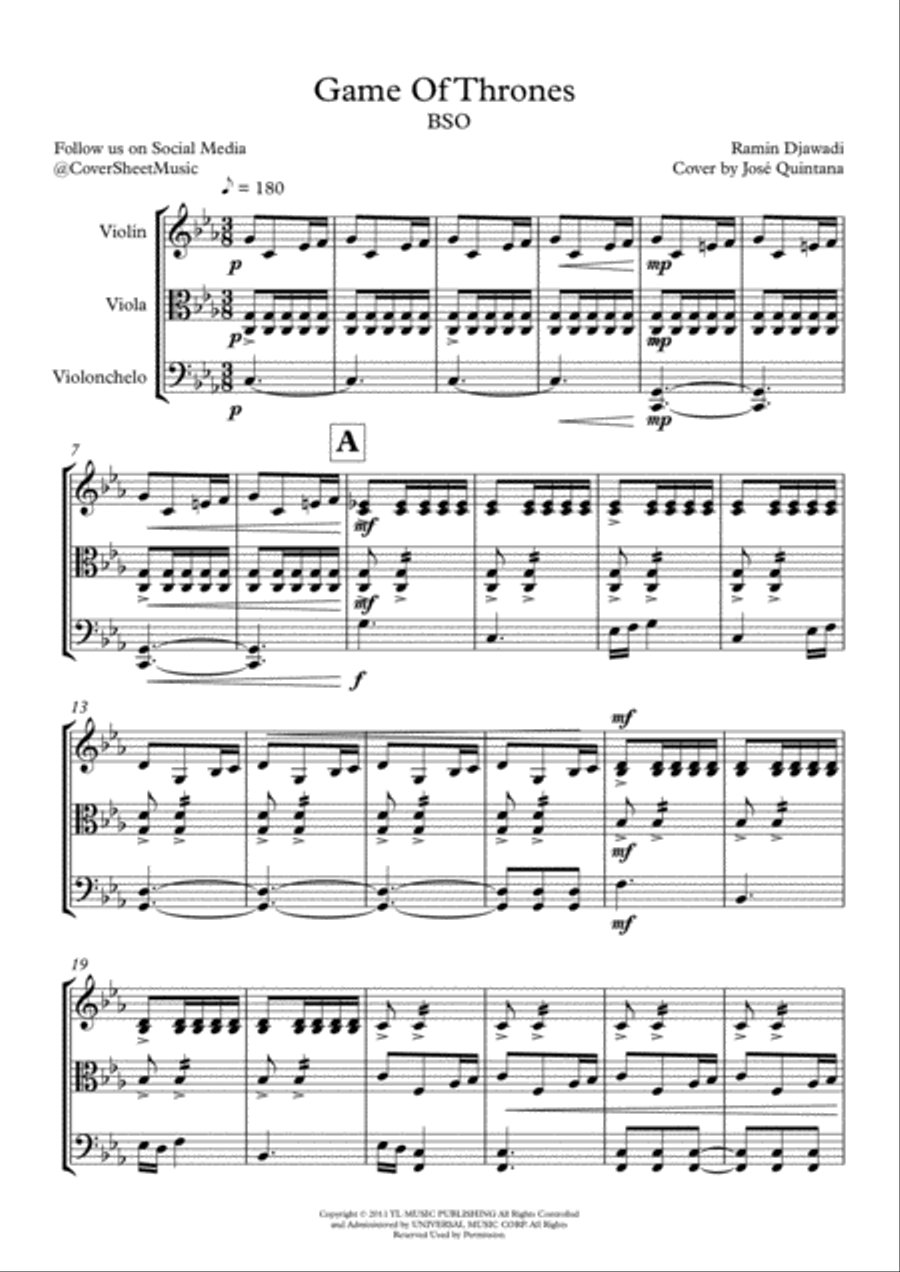 Game Of Thrones Game Of Thrones String Trio scores gallery preview page 2