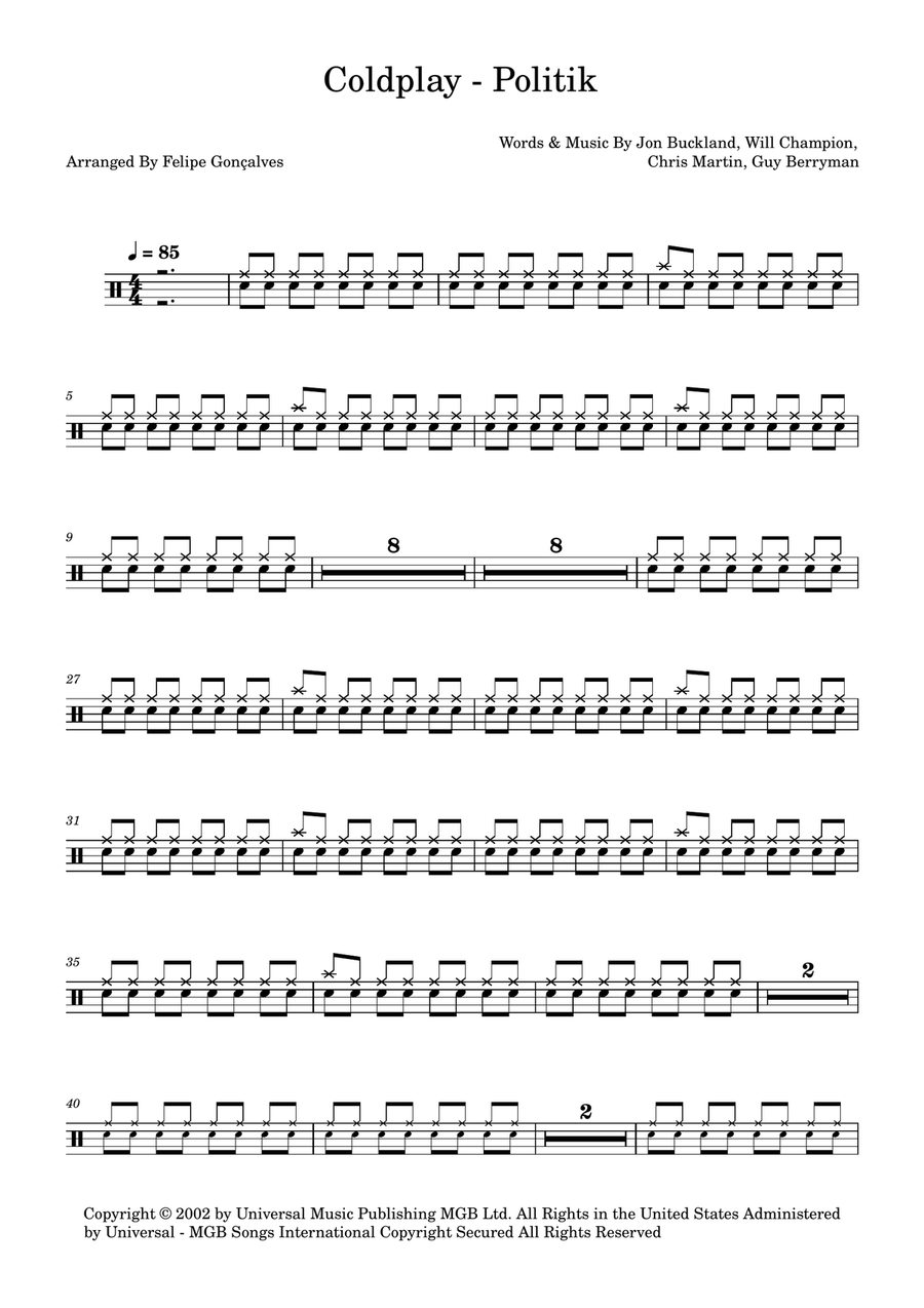 Politik Politik Drum Set scores gallery preview page 1