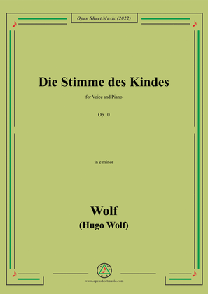 Book cover for Wolf-Die Stimme des Kindes,in c minor,Op.10(IHW 39)