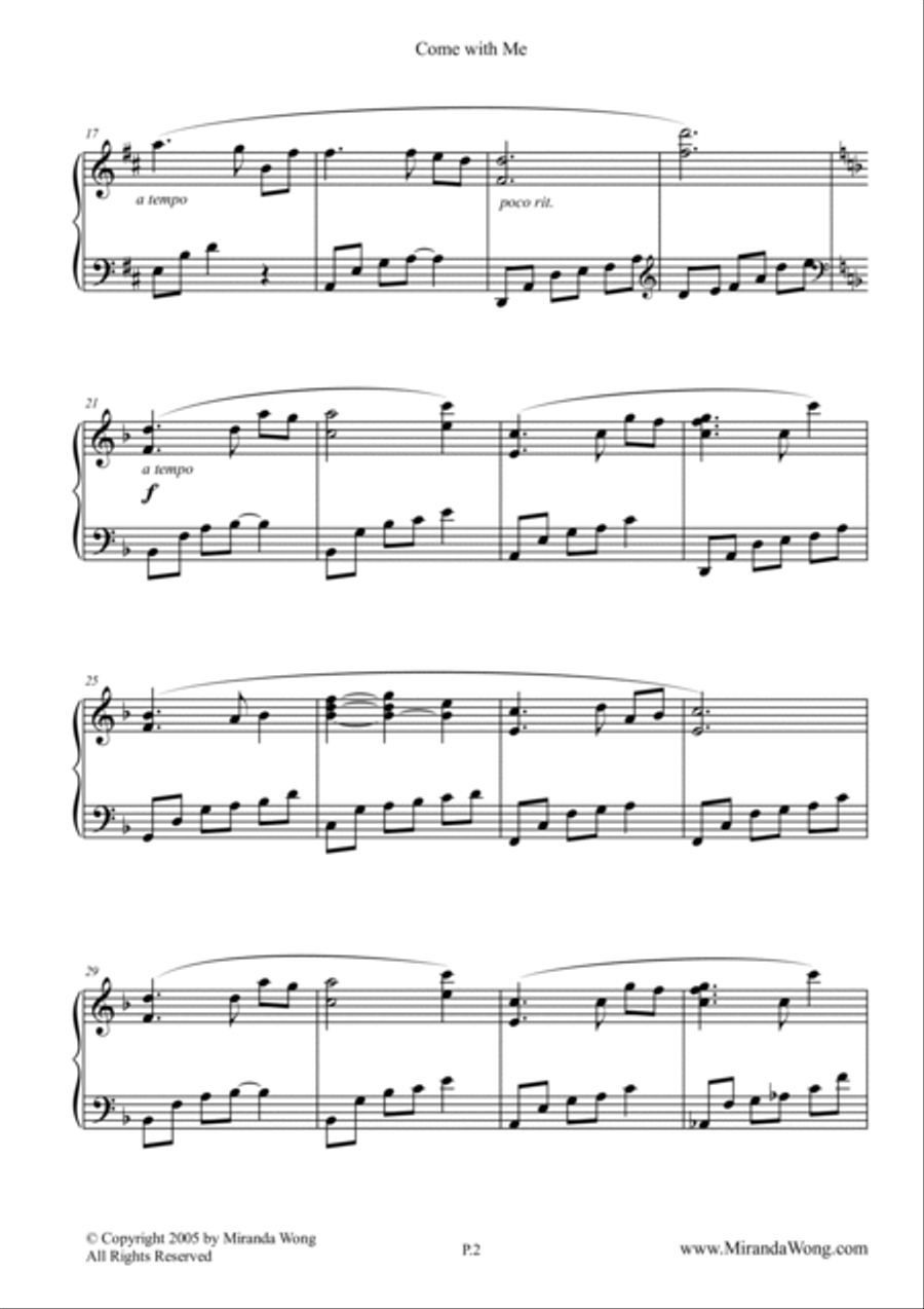 Come with Me - Romantic Piano Music Easy Piano scores gallery preview page 2