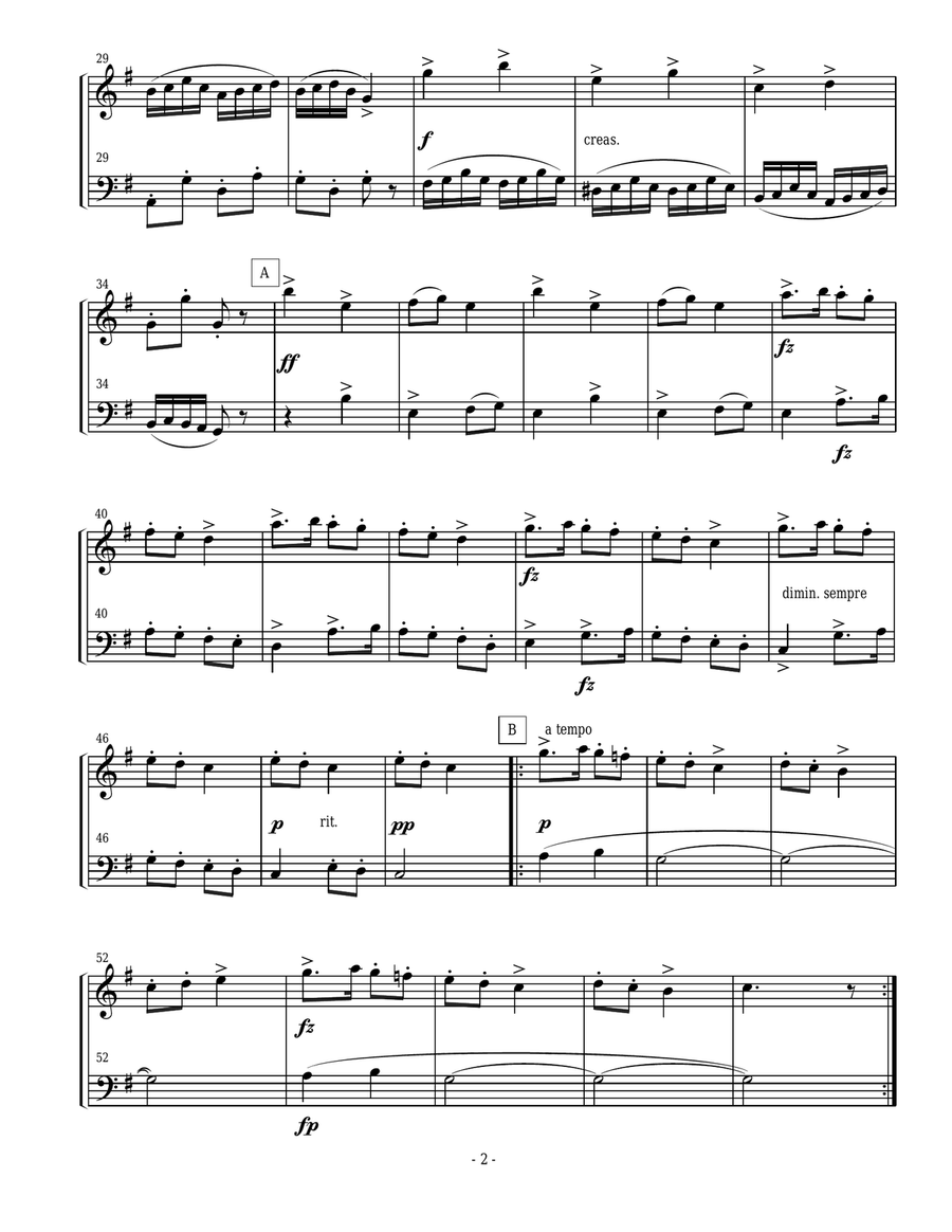 Dvorak Slavonic Dance #7 for flute and bassoon duet Woodwind Duet scores gallery preview page 2