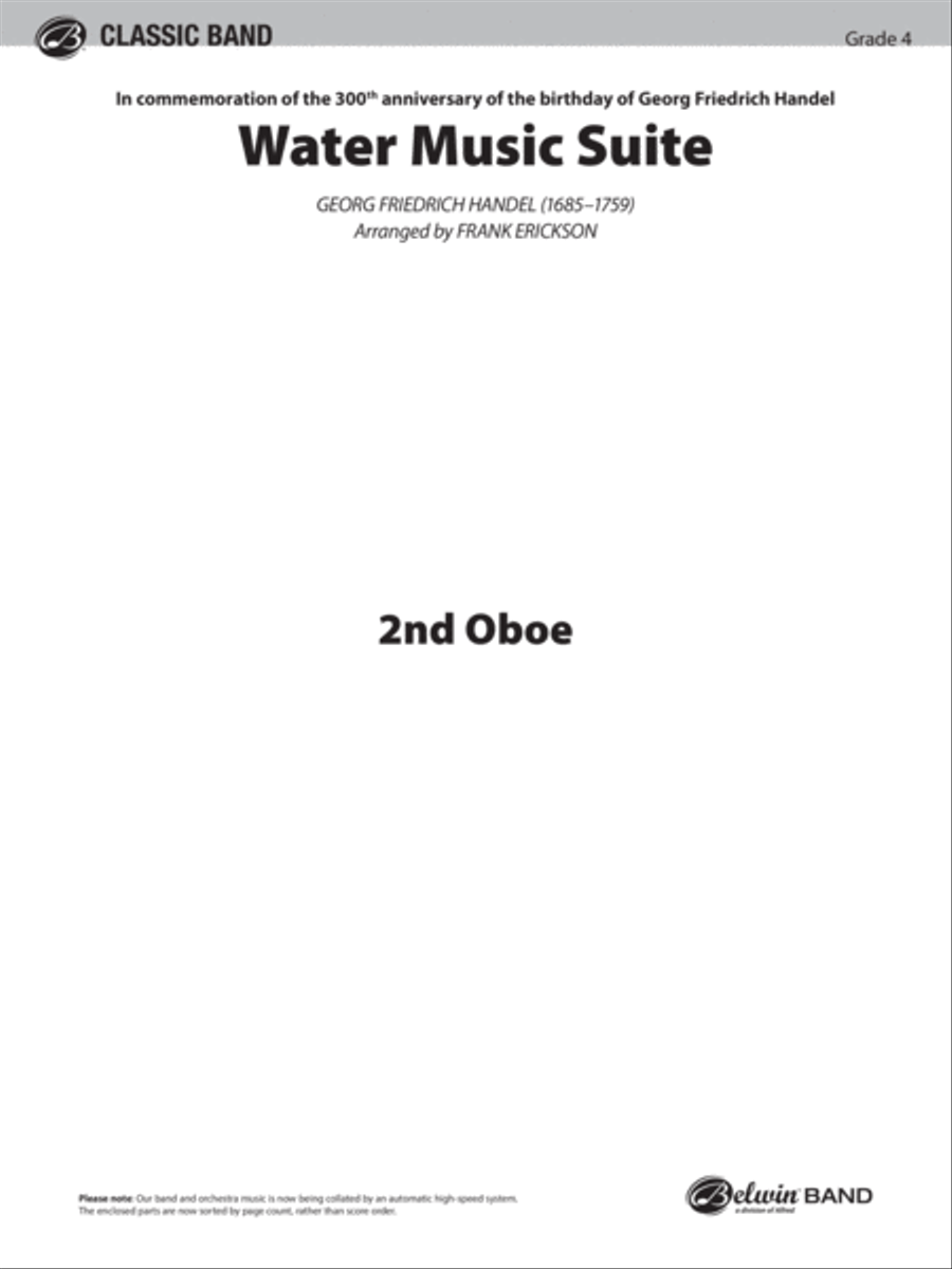 Water Music Suite: 2nd Oboe Concert Band scores gallery preview page 1
