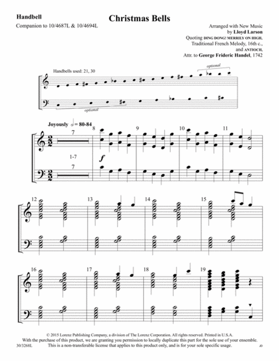 Christmas Bells - Handbell Score (reproducible)