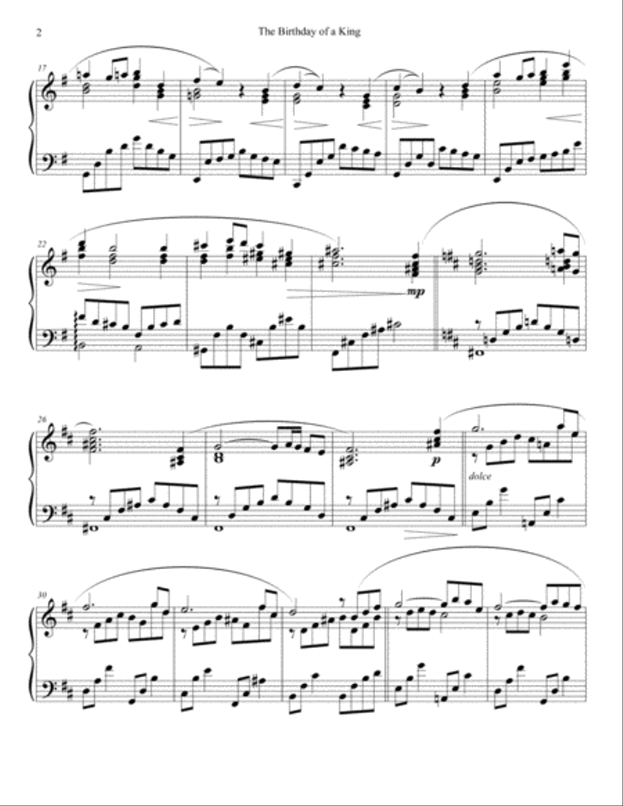 Birthday Of A King Piano Solo scores gallery preview page 2