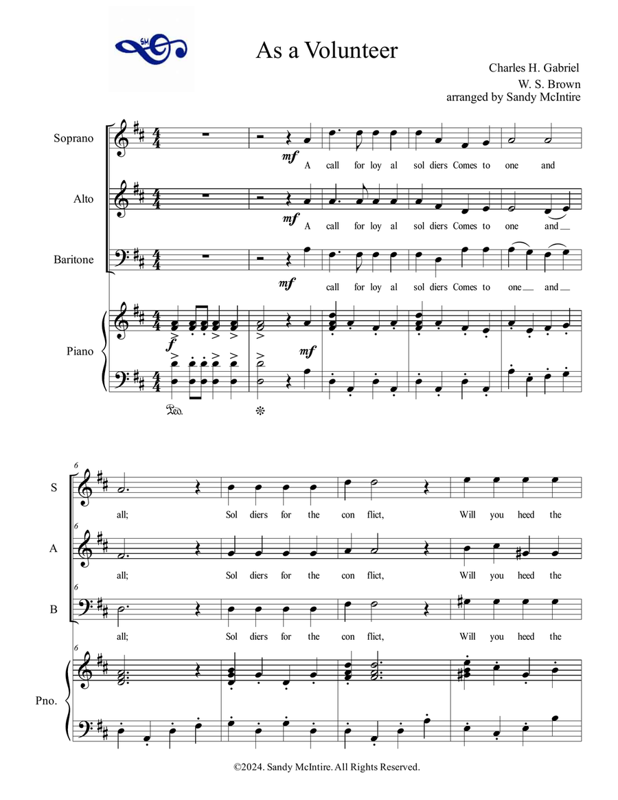 As a Volunteer As a Volunteer 3-Part scores gallery preview page 1
