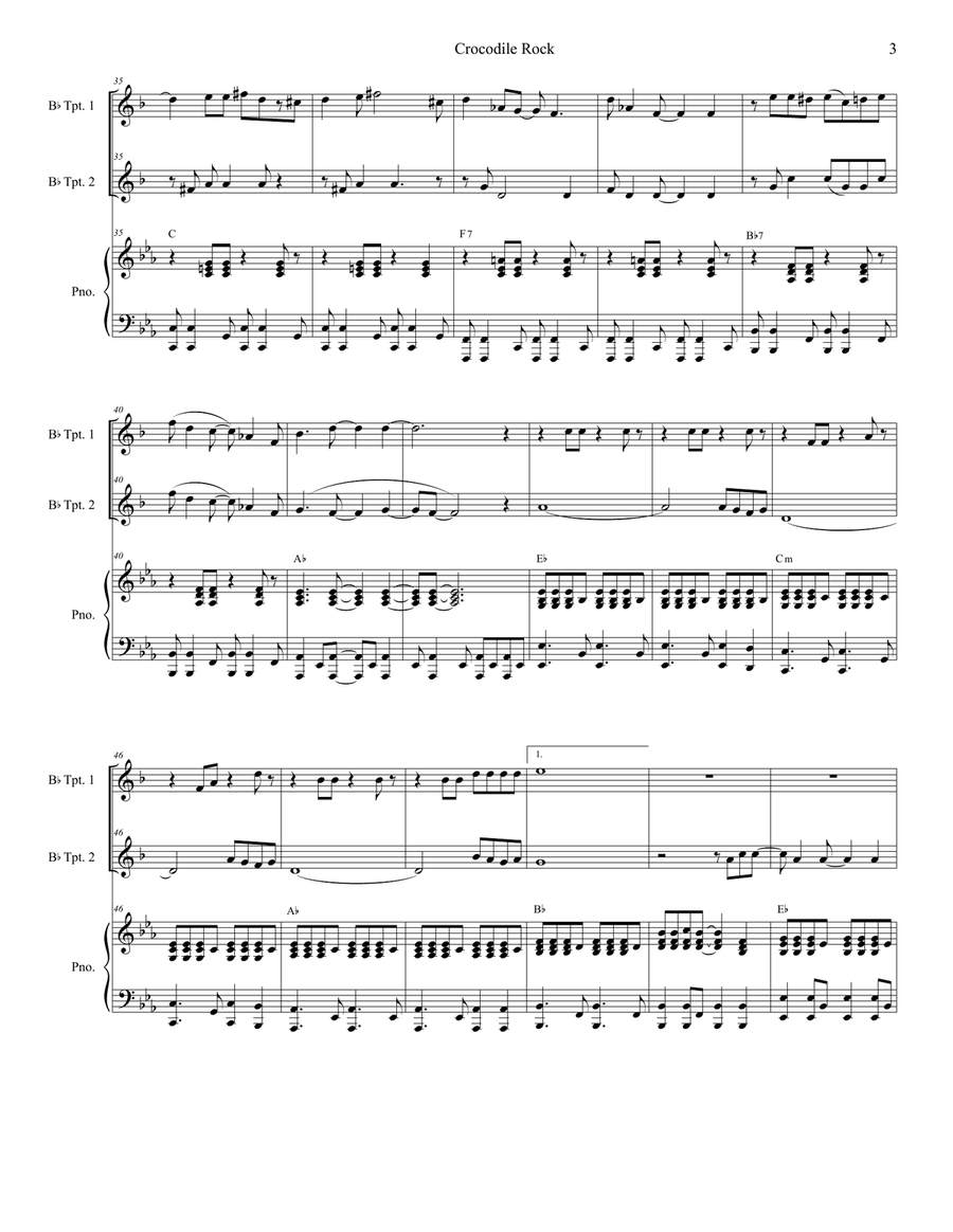Crocodile Rock Trumpet Duet scores gallery preview page 3