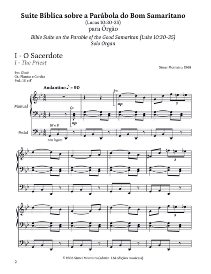Suíte Bíblica sobre a Parábola do Bom Samaritano para órgão Organ Solo scores gallery preview page 2