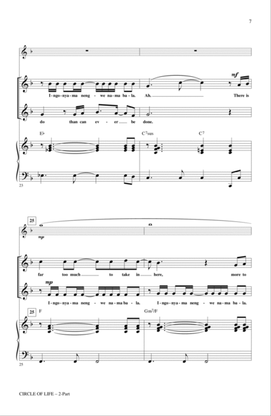 Circle Of Life (with Nants' Ingonyama) (from The Lion King) (Arr. Audrey Snyder) 2-Part scores gallery preview page 5