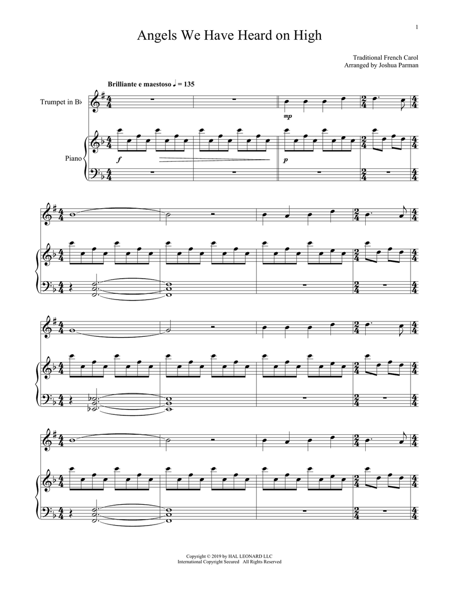 Angels We Have Heard On High Trumpet Solo scores gallery preview page 1