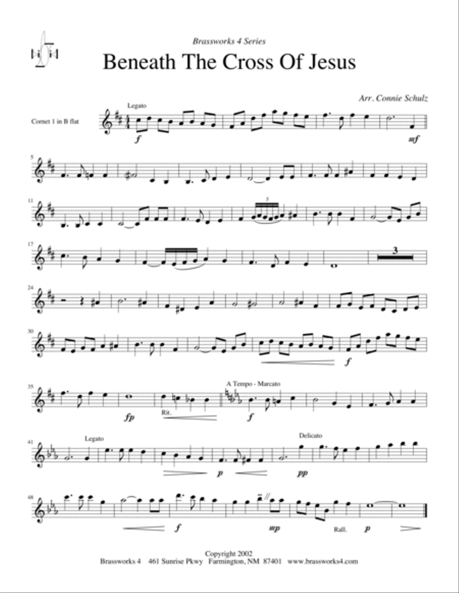 Beneath the Cross of Jesus Brass Quartet scores gallery preview page 4
