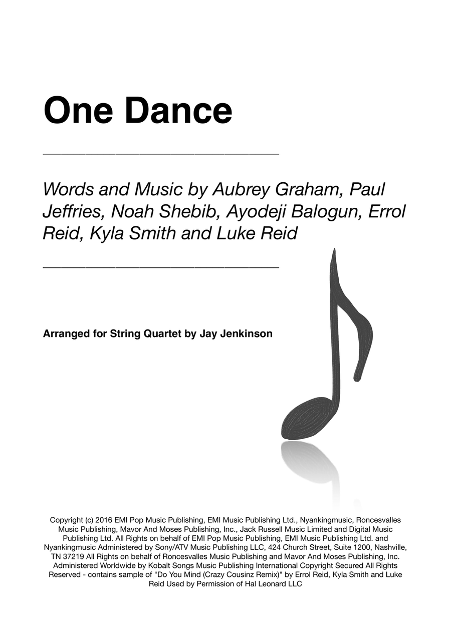 One Dance String Quartet scores gallery preview page 1