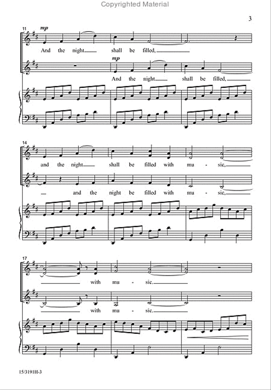 And the Night Shall Be Filled With Music SSA scores gallery preview page 3