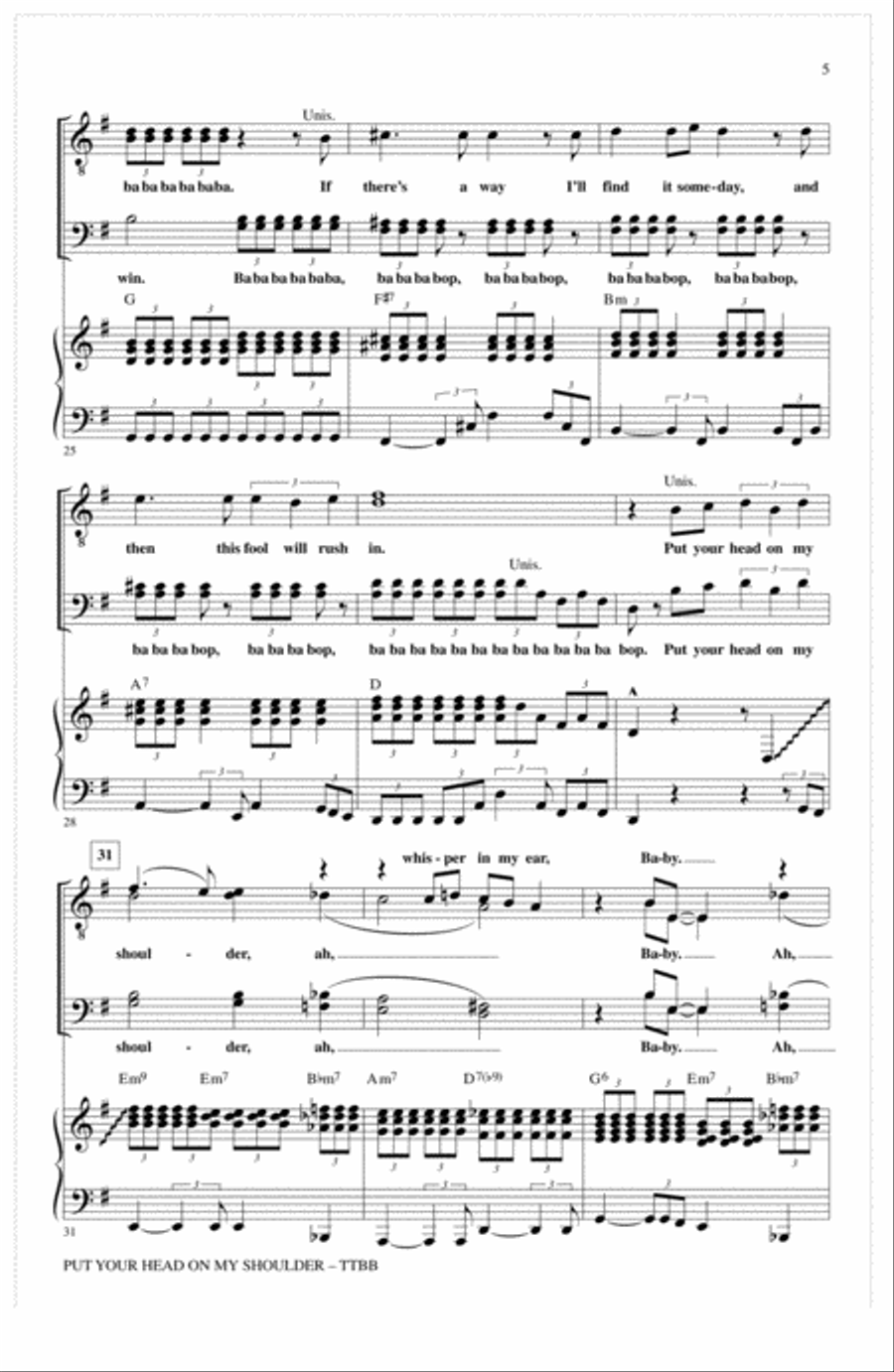 Put Your Head On My Shoulder (arr. Mac Huff) TTBB scores gallery preview page 4