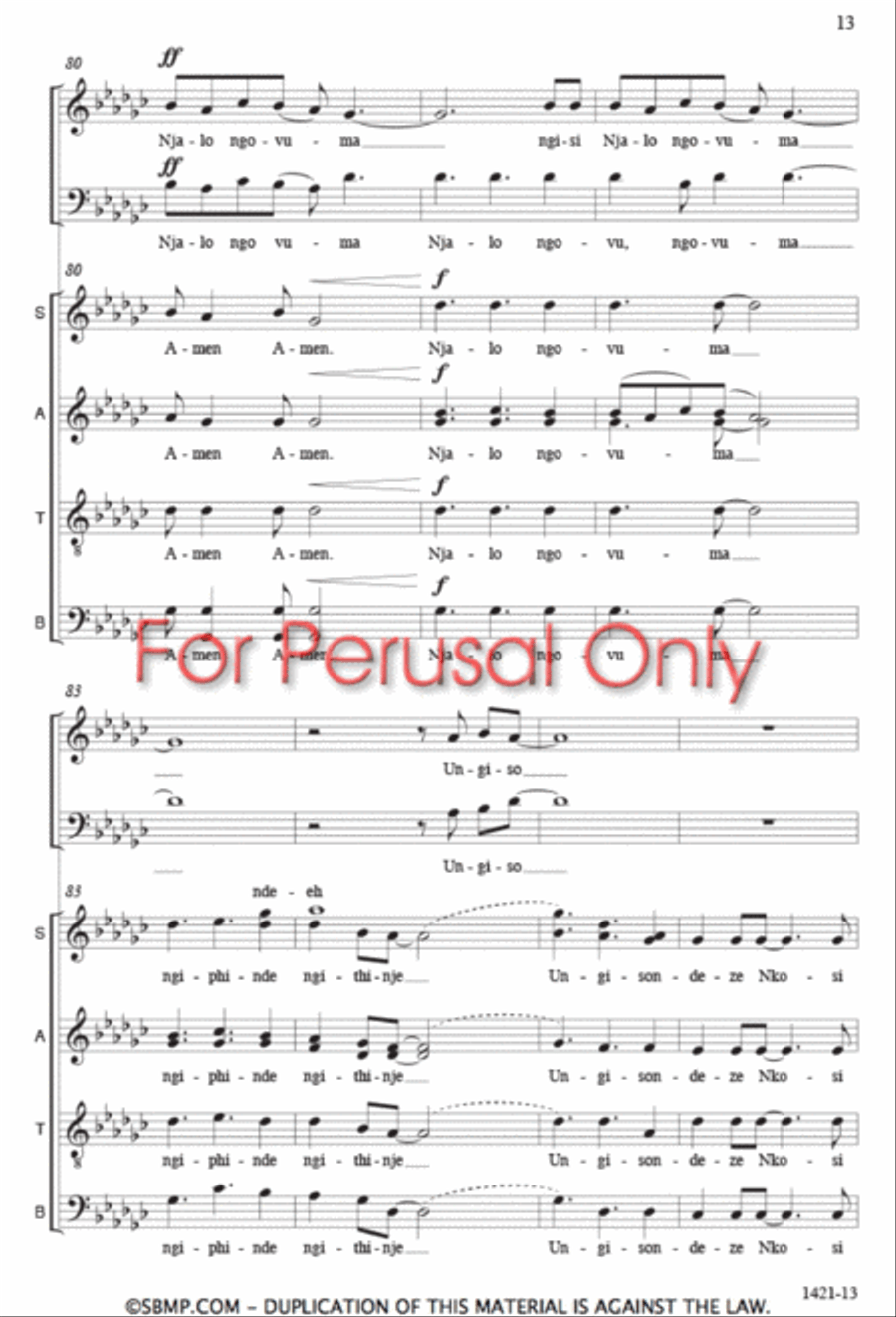 Mangisondele Nkosi Yam - SATB Octavo 4-Part scores gallery preview page 12