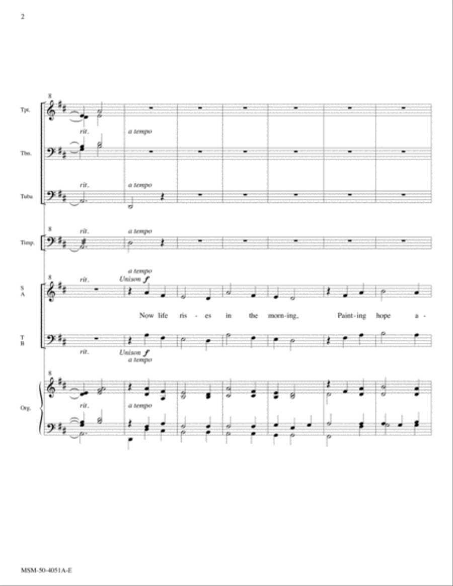 Now Life Rises in the Morning Choir scores gallery preview page 2