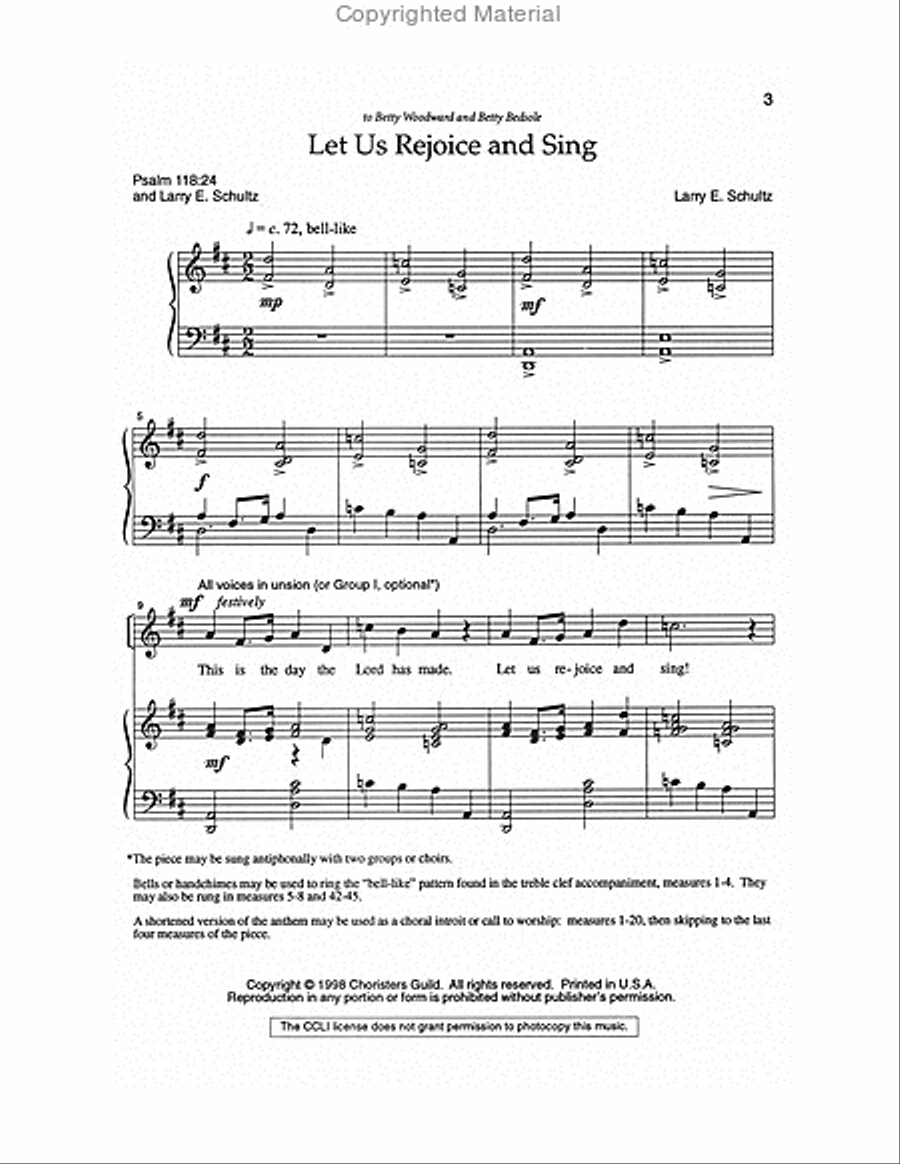 Let Us Rejoice and Sing Unison Choir scores gallery preview page 2