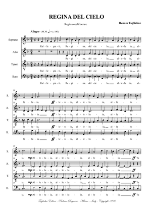 REGINA COELI LAETARE - Rallegrati Regina del cielo - Canon for SATB Choir