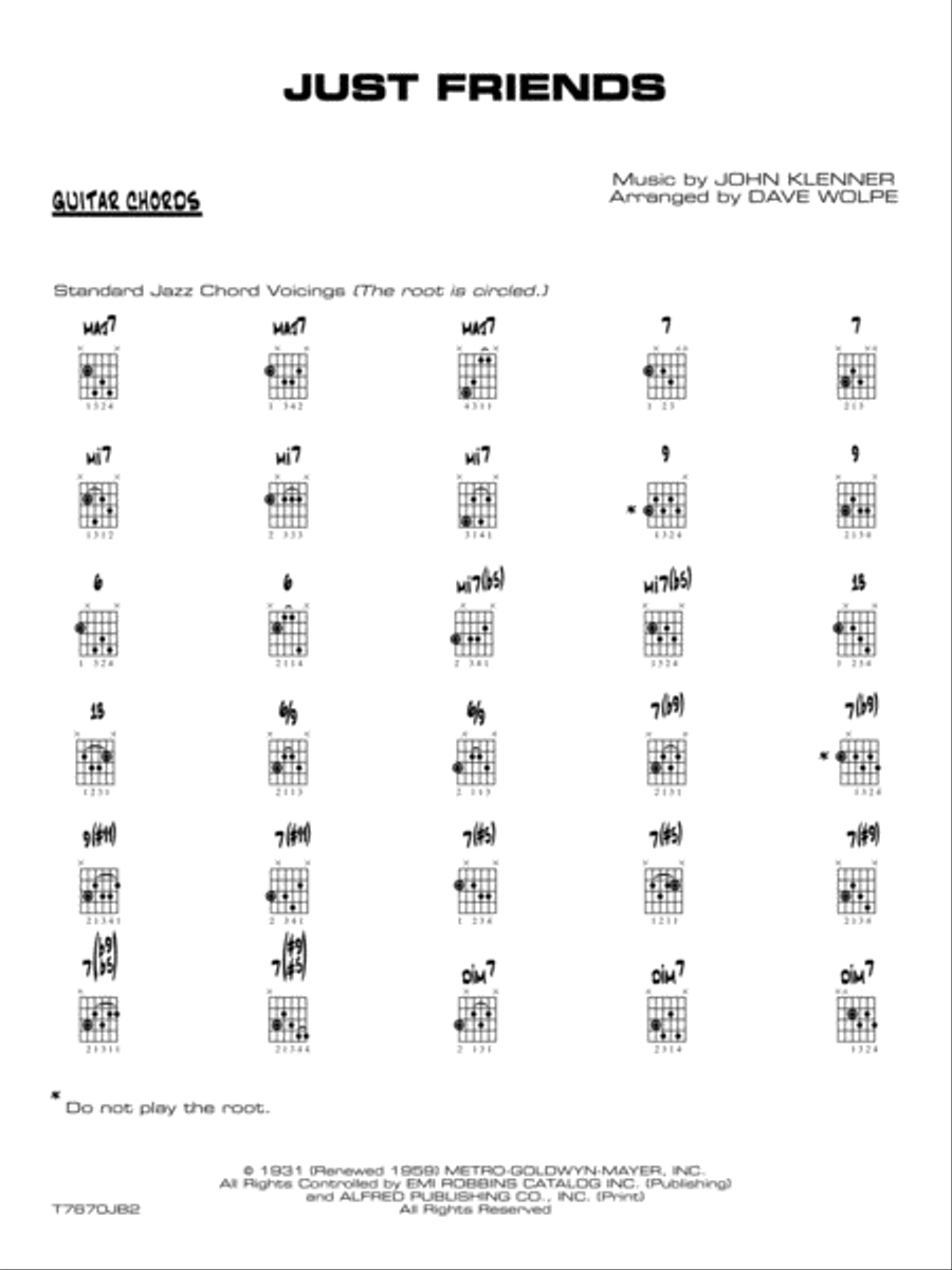 Just Friends: Guitar Chords Jazz Ensemble scores gallery preview page 1