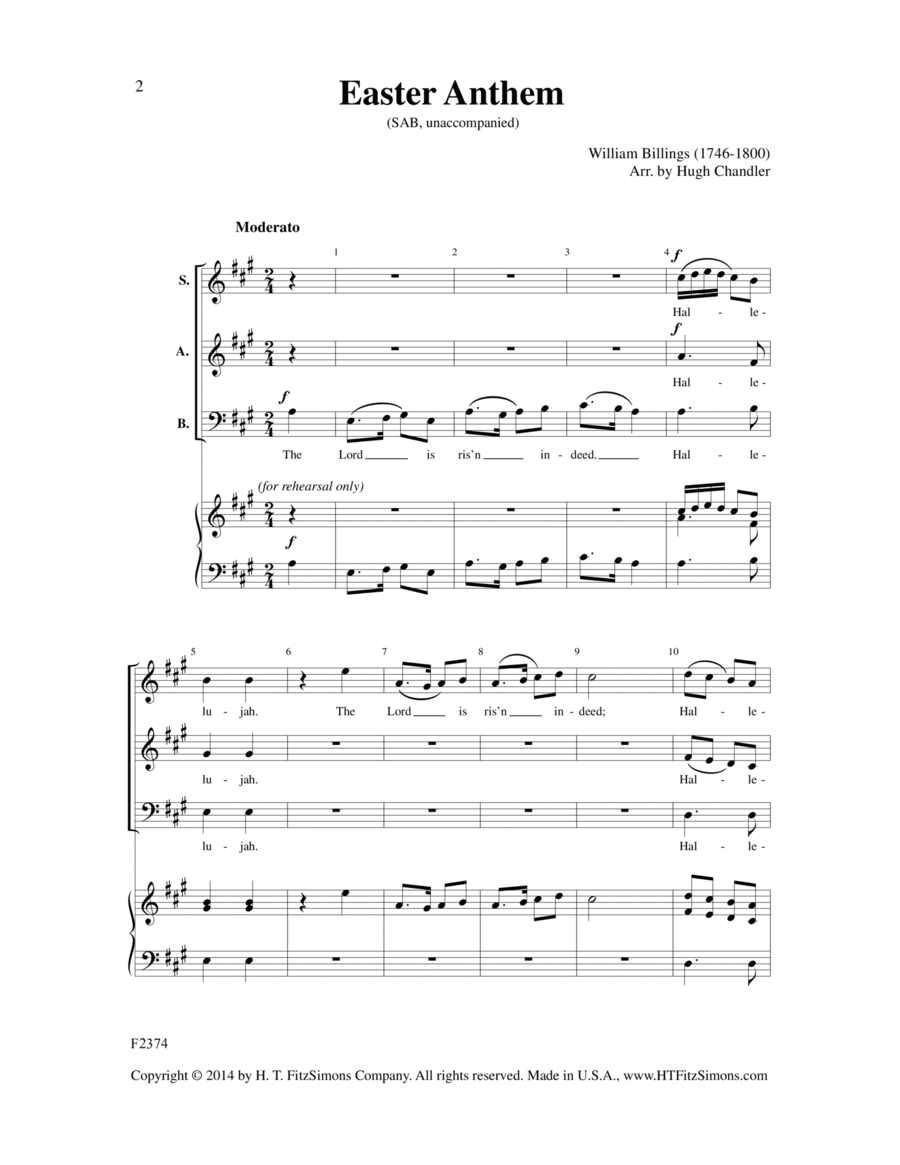 Easter Anthem (arr. Hugh Chandler) 3-Part scores gallery preview page 1