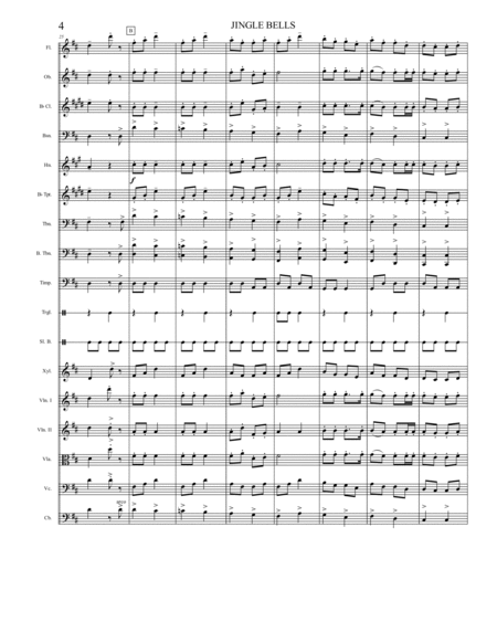 Jingle Bells for full children orchestra. SCORE; SECTIONS' SCORES PARTS. image number null