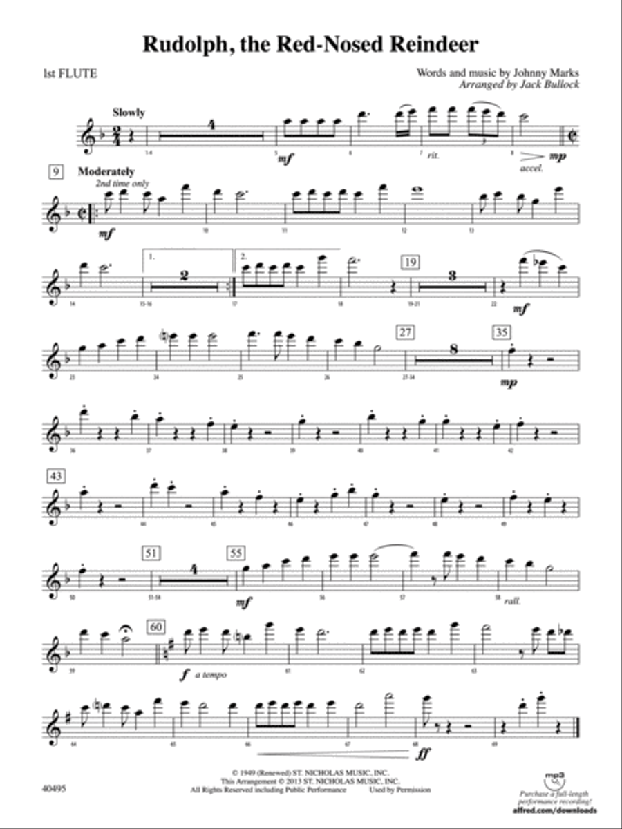 Rudolph, the Red-Nosed Reindeer: Flute Full Orchestra scores gallery preview page 1