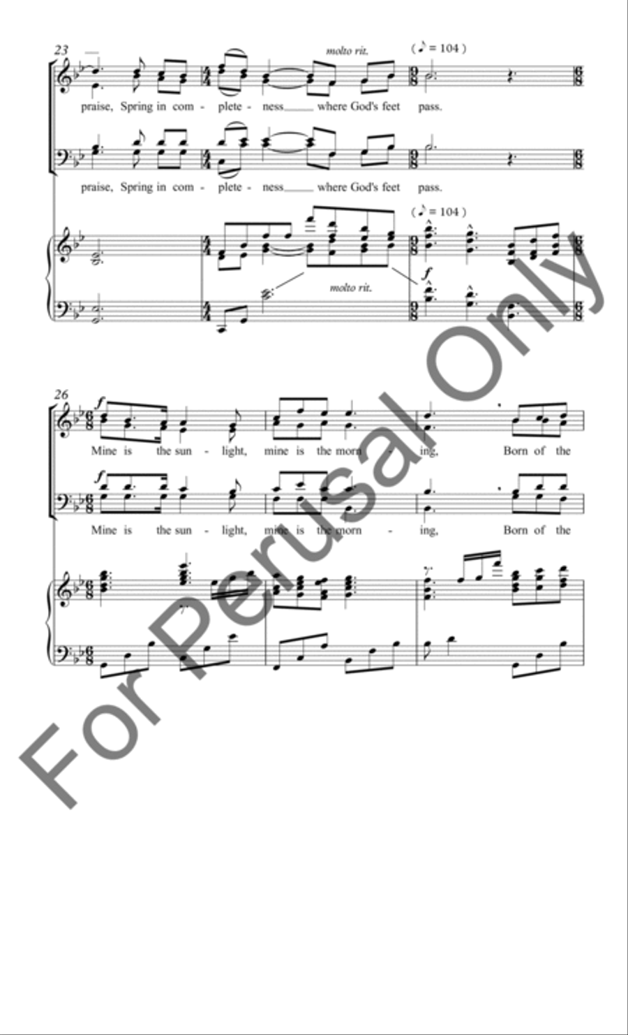 Morning Has Broken 4-Part scores gallery preview page 5