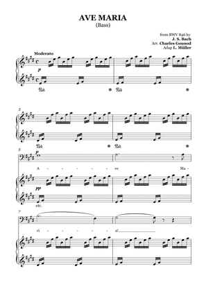 AVE MARIA - Bach/Gounod. For Soloist Bass in E Major with Piano Accompaniment