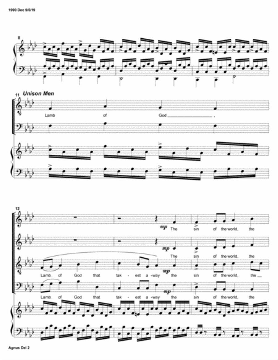 Agnus Dei (All Saints Millennium Celebration Mass) 4-Part scores gallery preview page 2