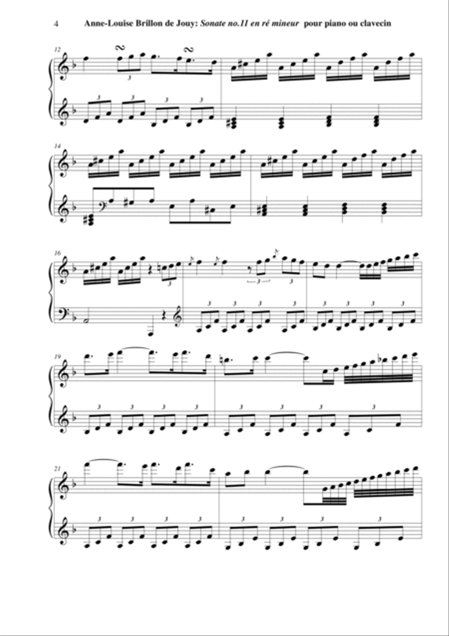 Anne-Louise Brillon de Jouy: Sonata no. 11 in d minor for piano or harpsichord Harpsichord scores gallery preview page 4
