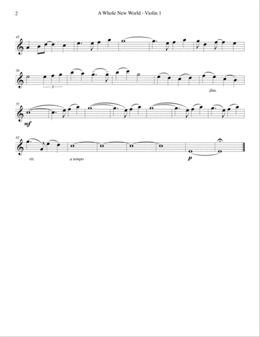 A Whole New World (from 'Aladdin') String Quartet scores gallery preview page 2