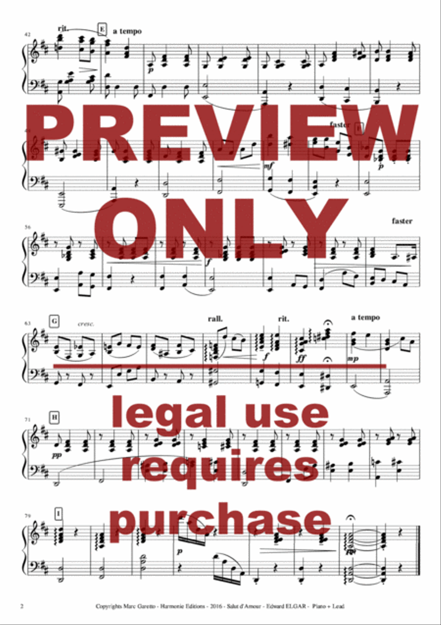 Salut d'Amour - LiebesGruss - EDWARD ELGAR - VIOLONCELLO and PIANO - Arrangement by Marc GARETTO Piano scores gallery preview page 6