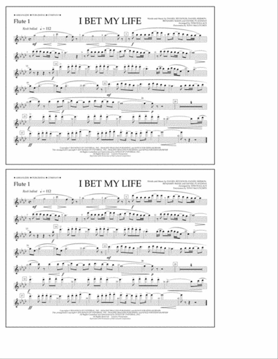 I Bet My Life - Flute 1 Marching Band scores gallery preview page 1