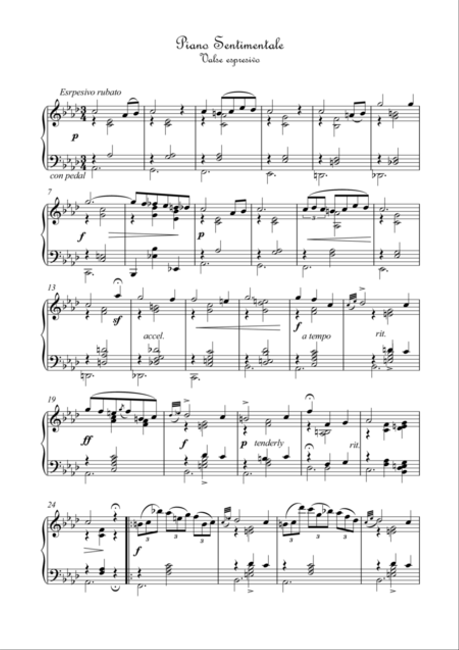 Piano Sentimentale Valse romantico Piano Solo scores gallery preview page 1