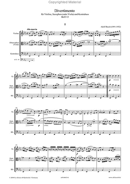 Divertimento fur Violine, Saxophon (oder Bratsche) und Kontrabass BoO 13