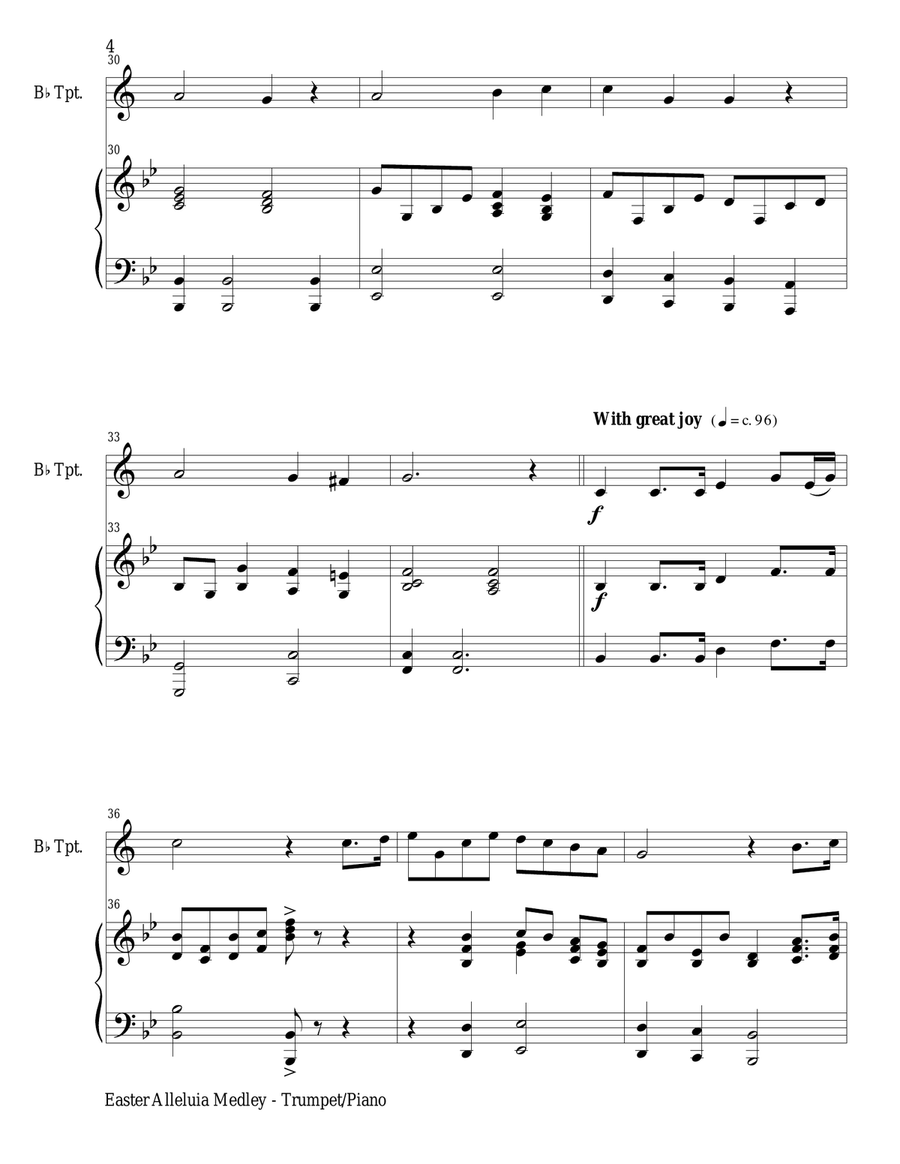Easter Resurrection Suite (Bb Trumpet and Piano with Parts) B-Flat Trumpet scores gallery preview page 5