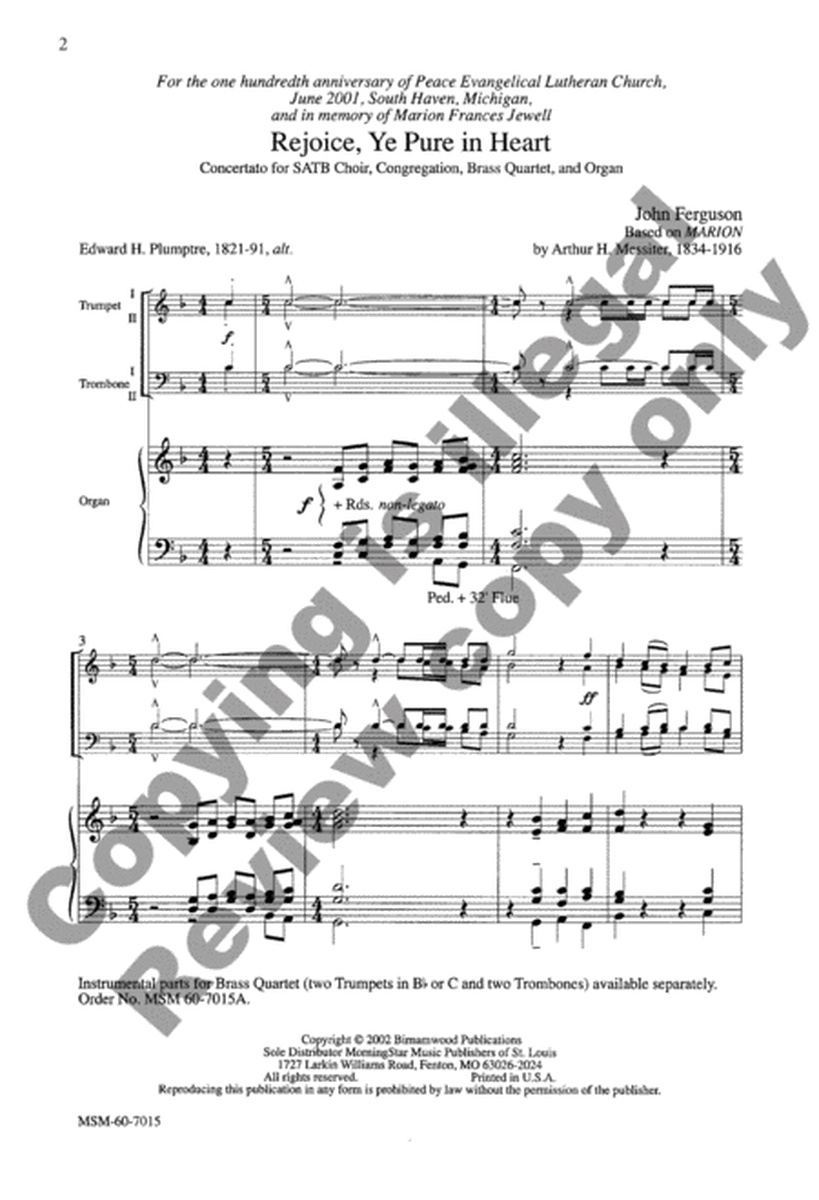 Rejoice, Ye Pure in Heart (Choral Score) image number null