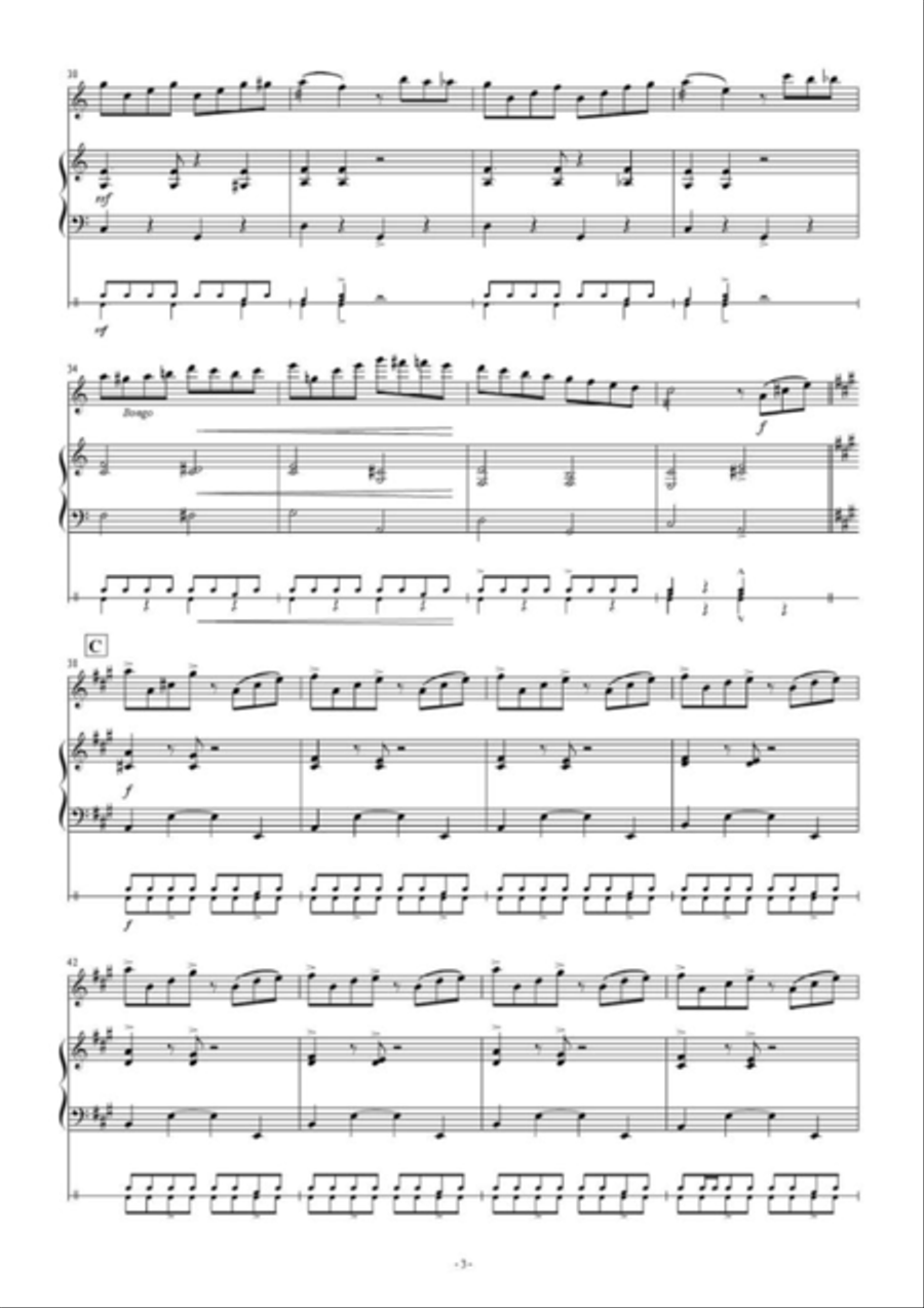Tico - Tico for Marimba Duo + Percussion (Bongo Tambourine,Cabasa,Claves,Conga,etc.) Percussion Ensemble scores gallery preview page 4