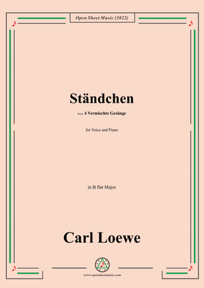 Book cover for Loewe-Standchen,in B flat Major,from 4 Vermischte Gesange