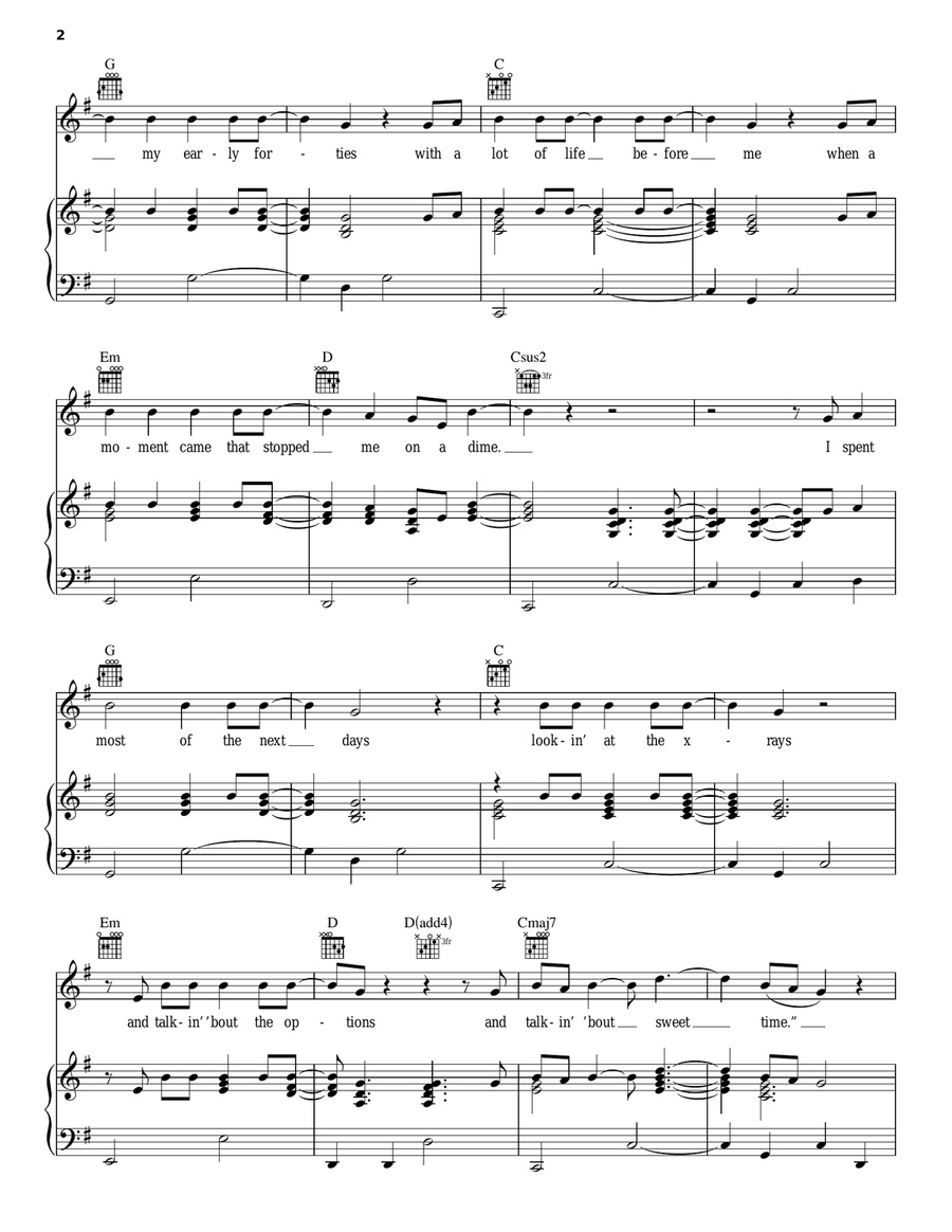 Live Like You Were Dying Live Like You Were Dying Piano, Vocal, Guitar scores gallery preview page 2