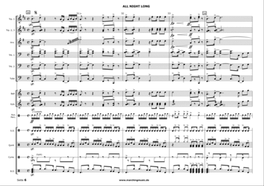 All Night Long (all Night) Marching Band scores gallery preview page 6